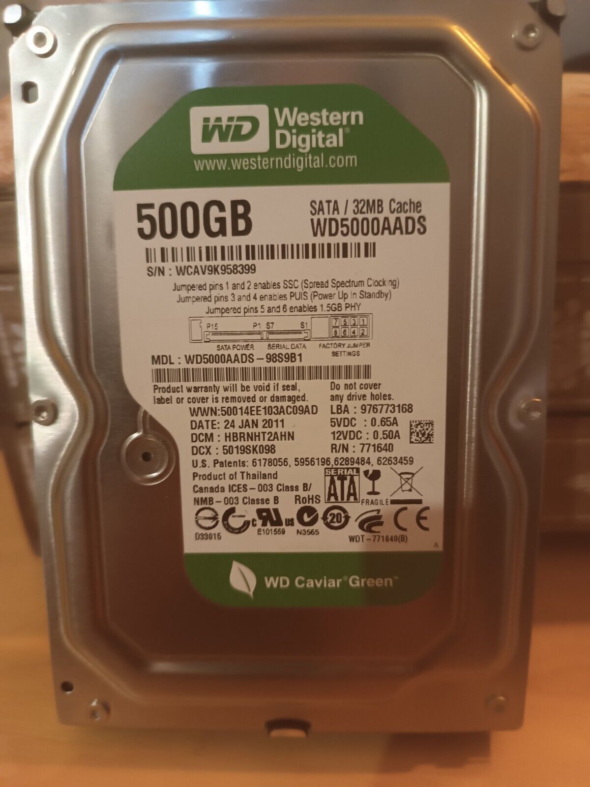 Western Digital Hard Drive 500gb SATA|32MB WD5000AADS