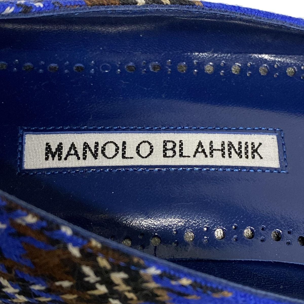 【美品】MANOLO BLAHNIK ネイビー ハンギシ フラットサイズ36 MANOLO BLAHNIK マノロブラニク ハンギシ 36 1/2 ラインストーン
