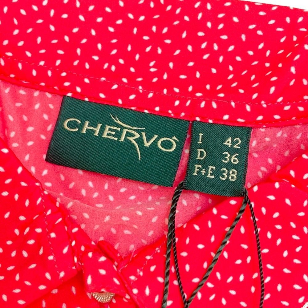 サイズ：42 CHERVO シェルボ 半袖ポロシャツ 総柄 ピンク系