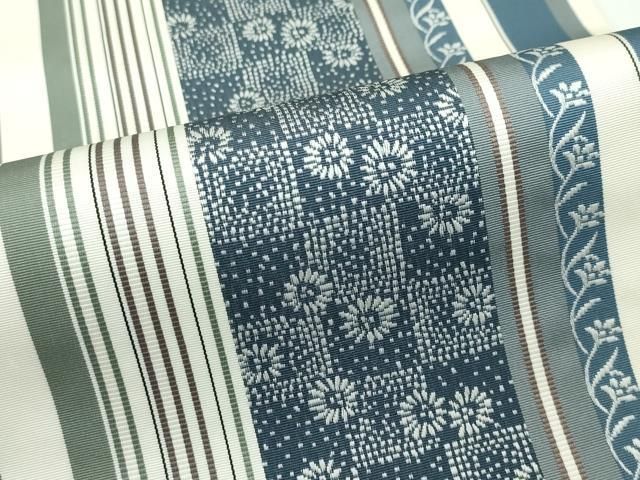 平和屋本店□極上 本場筑前博多織 両面 全通柄袋帯 草花間道 逸品