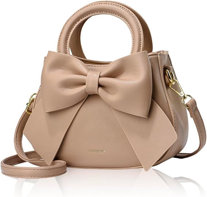 T.Y.ryanryan ショルダーバッグ レディース 斜めがけ ハンドバッグ 肩掛け リボン ミニサイズ(ベージュ)