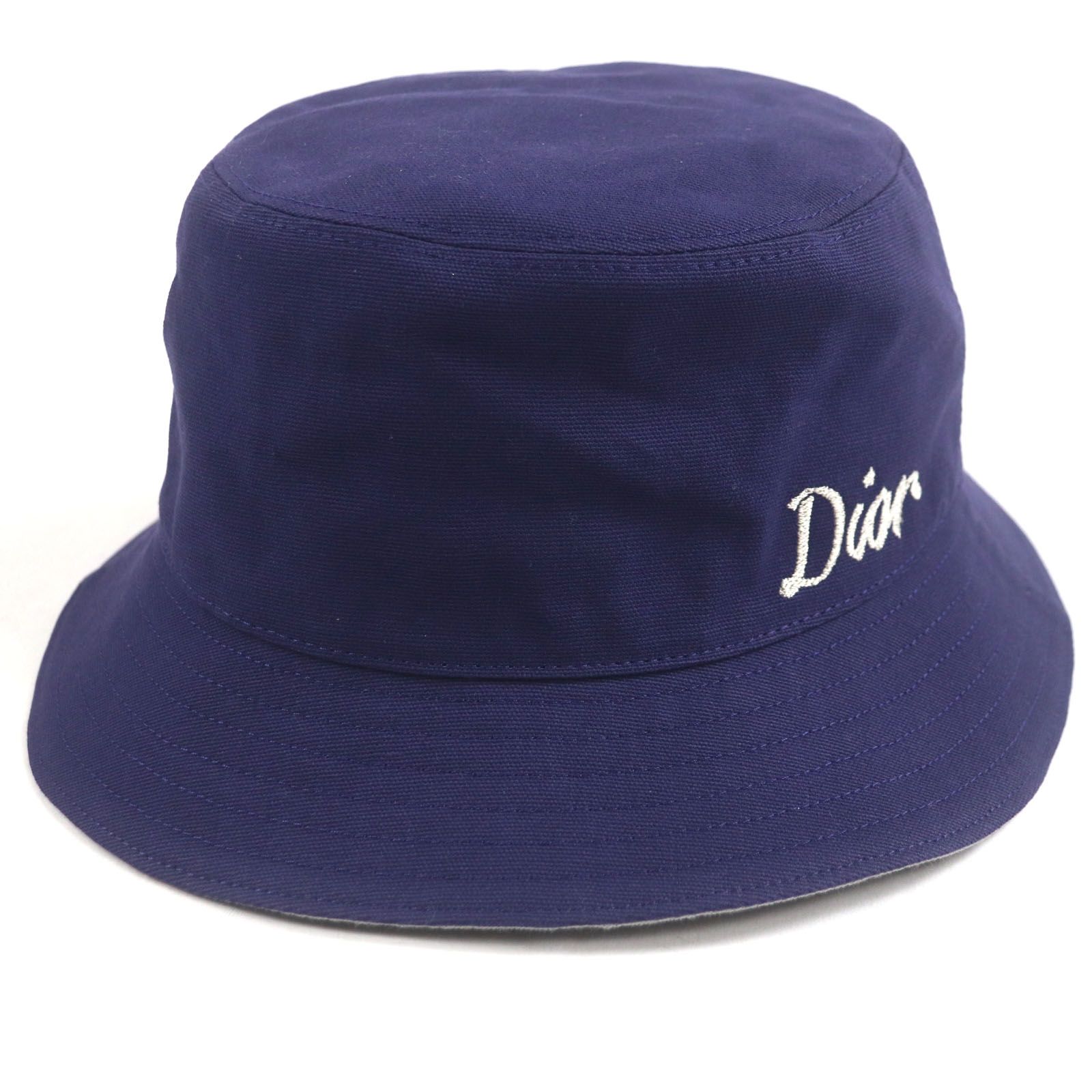 ♥品 DIOR ディオール オム 22AW 293C906B4511 コットン ロゴ刺繍 帽子 バケットハット パープル M イタリア製 正規品 メンズ