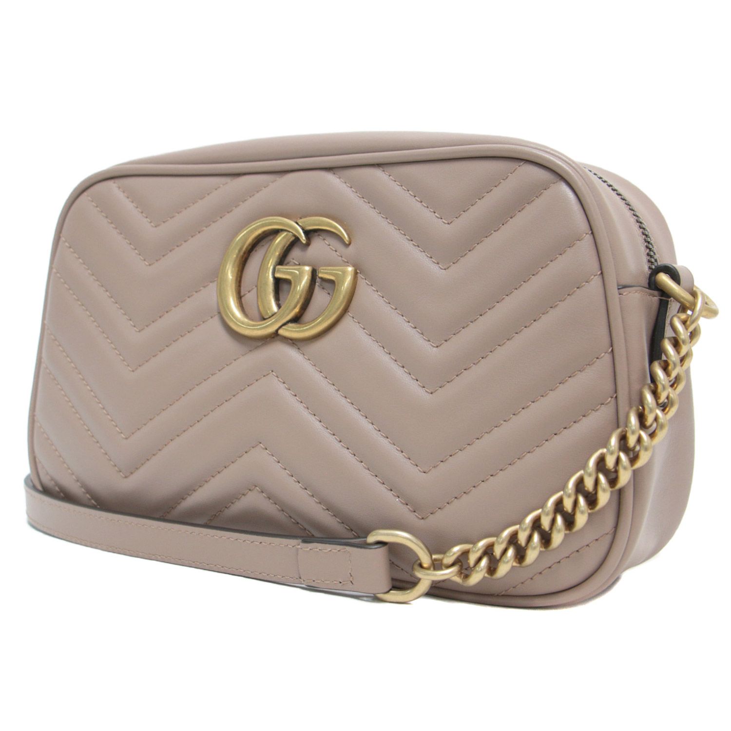 美品 GUCCI グッチ ショルダーバッグ カバン 鞄 ベージュ GGマーモント 