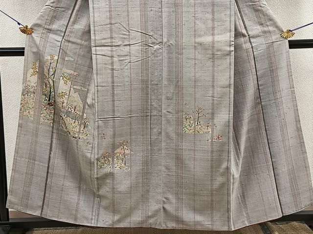 平和屋着物○上質な小紋 紬地 樹林文 正絹 逸品 未使用 AAAW4048np