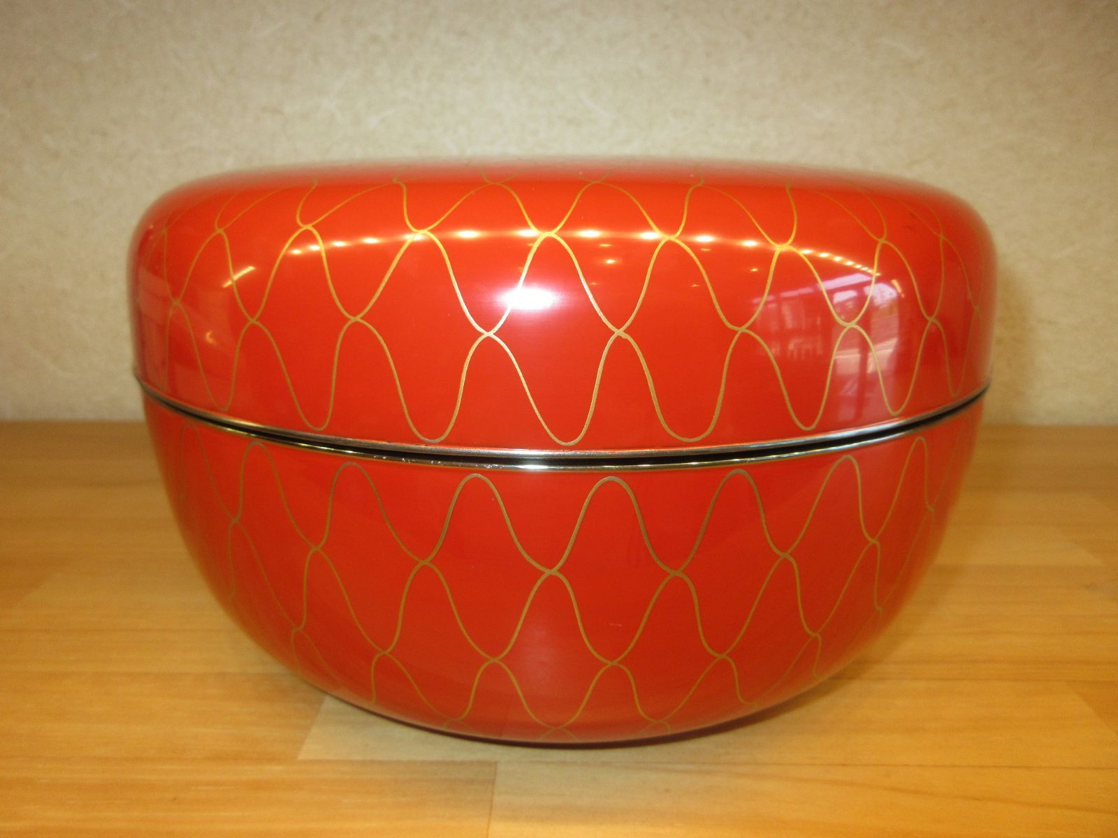 逢絢亭 茶道具 喰籠 加賀塗 朱塗 網蒔絵 内銀地 坂田松寛 共箱入り