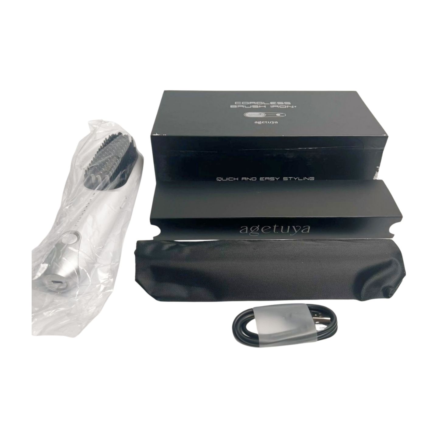 AGETUYA コードレスミニブラシアイロンプラス ホワイト 新発売】Agetuya コードレスミニブラシアイロンプラス