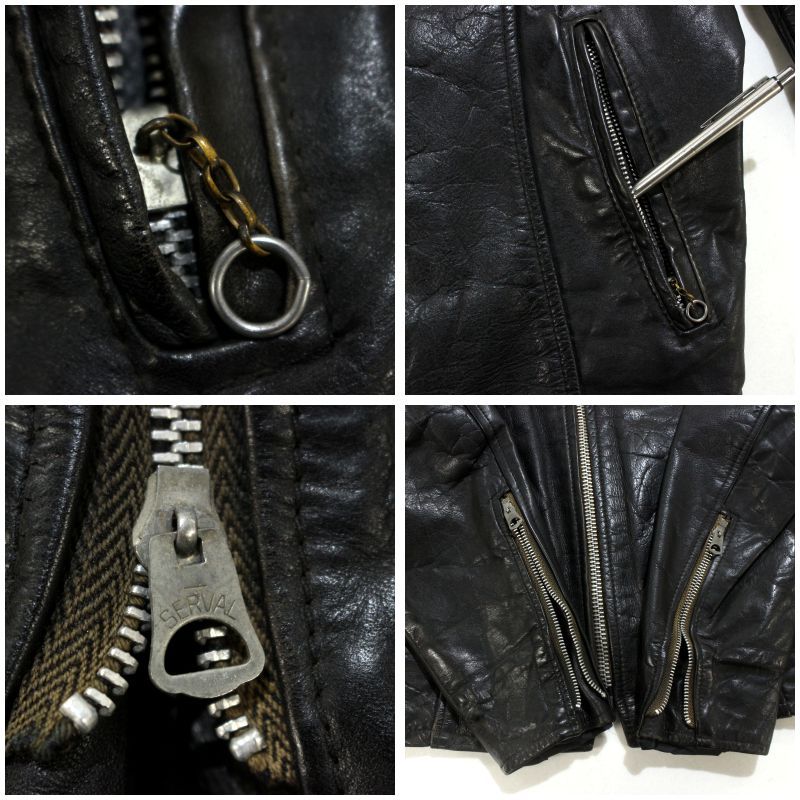 60s vintage シングルライダース ブラック レザージャケット メンズ M