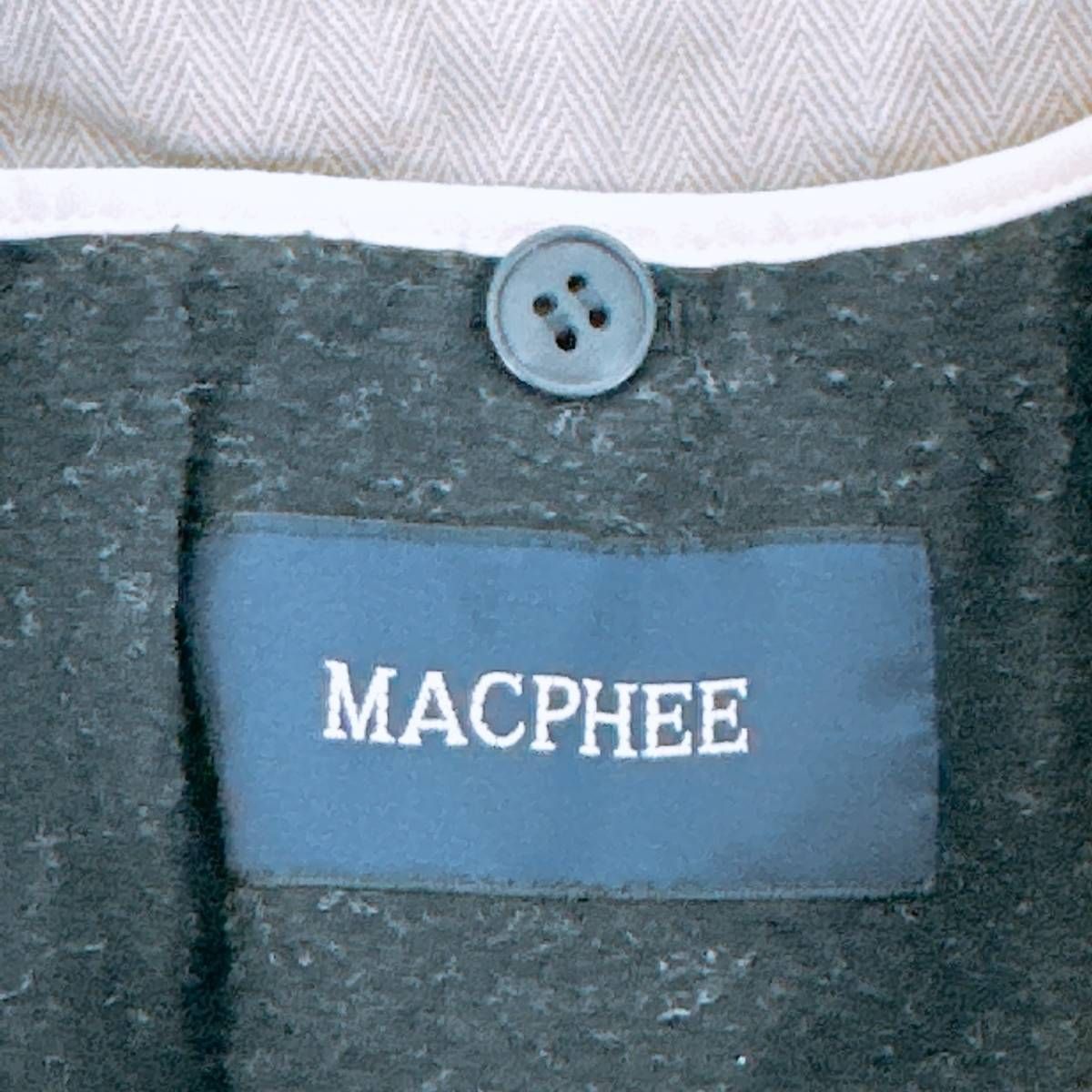 メンズ MACPHEE ジャケット グレー 長袖 ポケット 中綿 ボタン式 襟