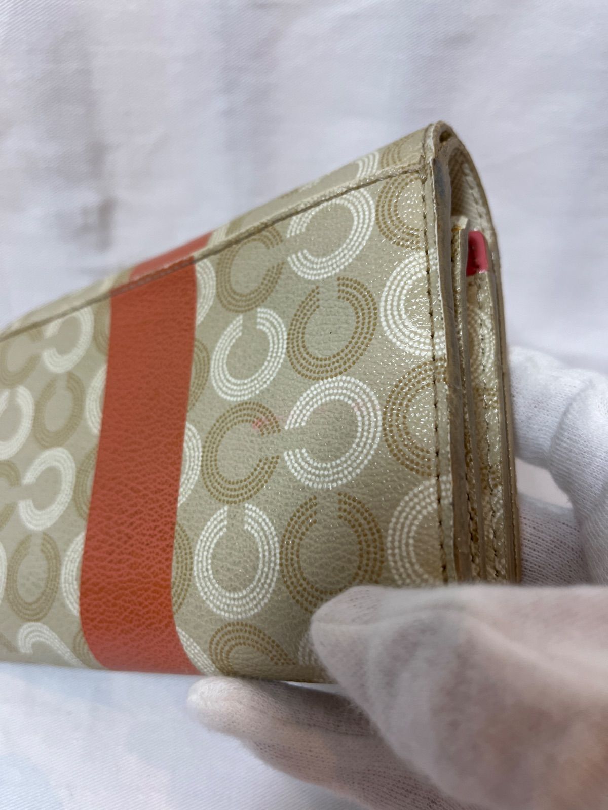 COACHベージュ/オレンジ コーチ COACH シグネチャー トートバッグ ハンドバッグ