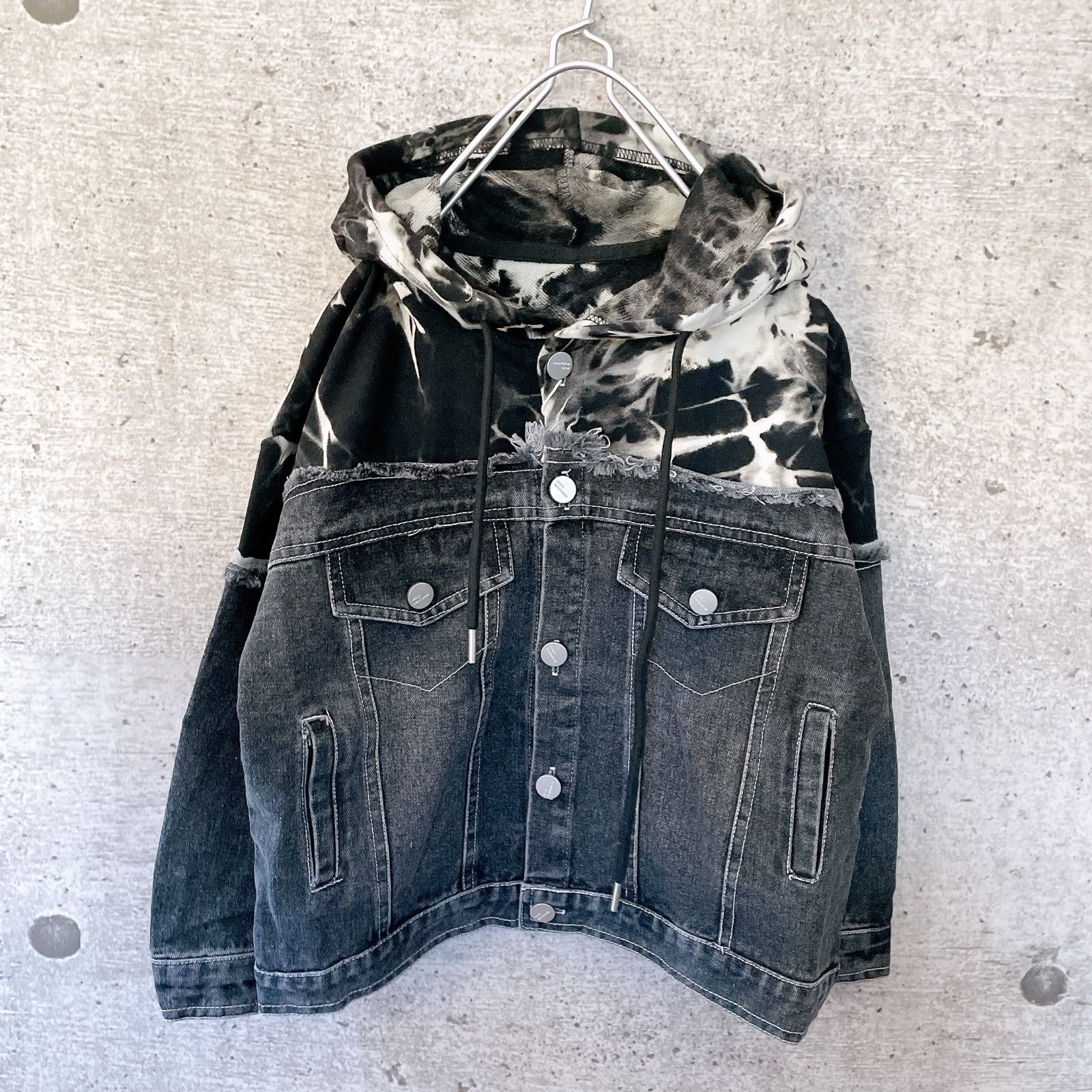 【新品】韓国子供服 デニムジャケット Gジャン ブラック 160 秋冬 キッズ服 デニムジャケット キッズ 男の子 ボーイズ 取り外し可能フード付き