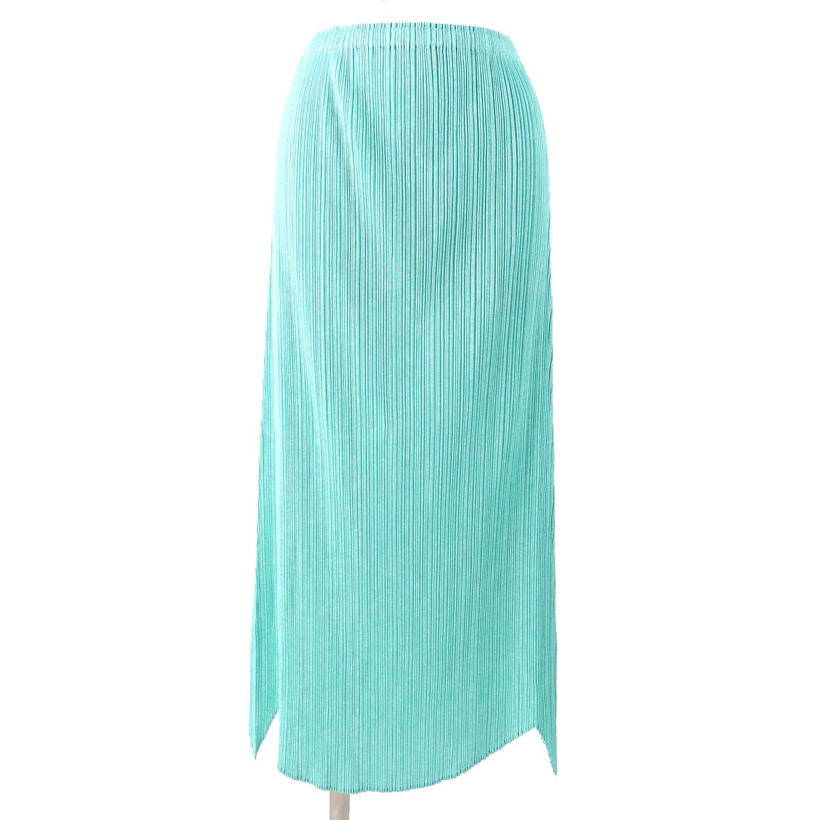 △PLEATS PLEASE プリーツプリーズ イッセイミヤケ PP71-JG165 裾デザイン ロングスカート ライトグリーン系 4 レディース