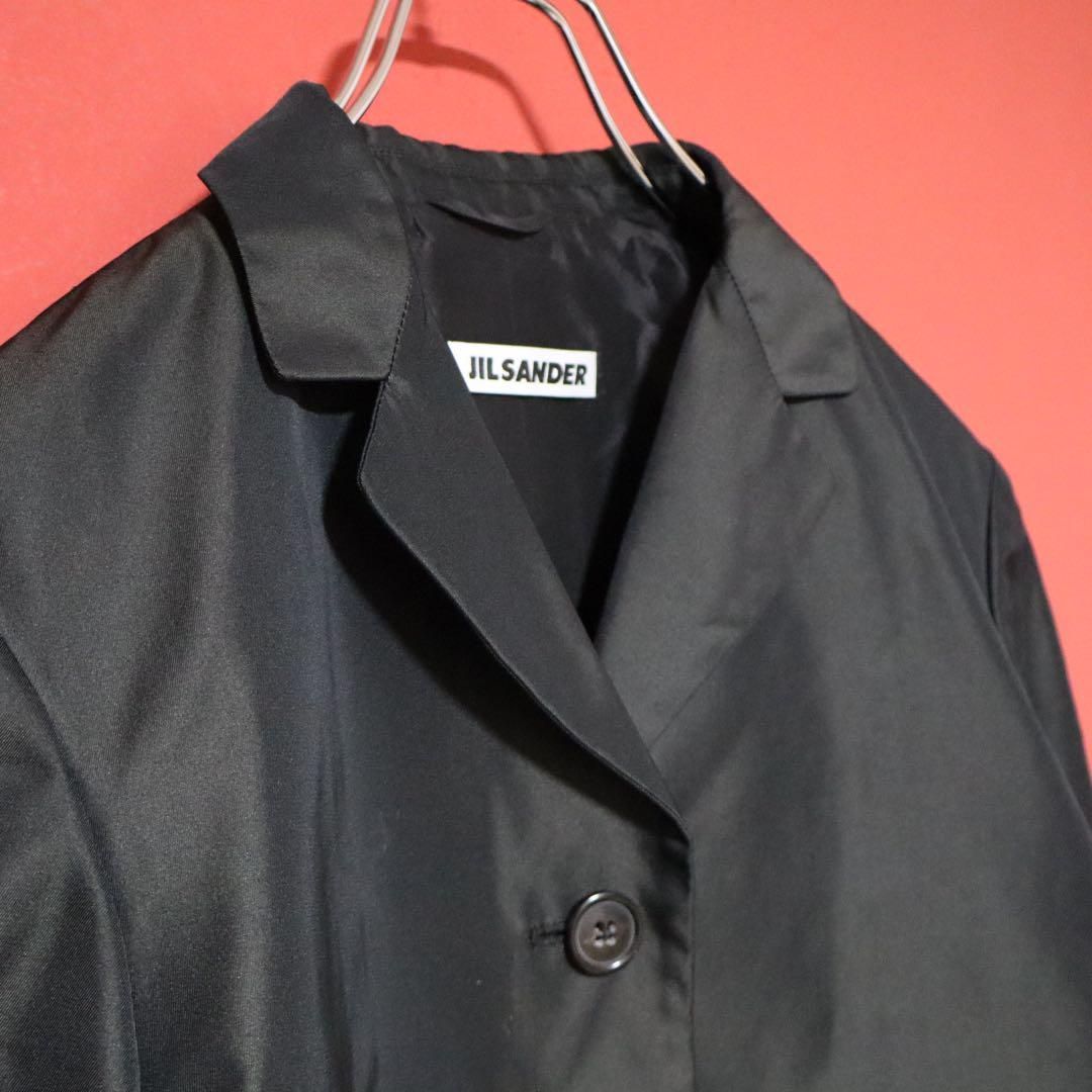 モード】JIL SANDER シルク混 光沢デザイン テーラードジャケット
