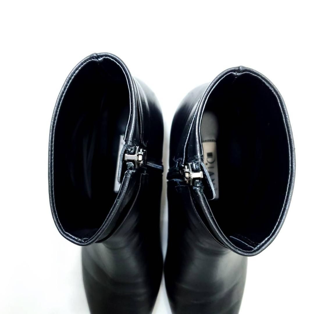 ダイアナ 美品 ショートブーツ スクエアトゥ サイドジップ バックル 22