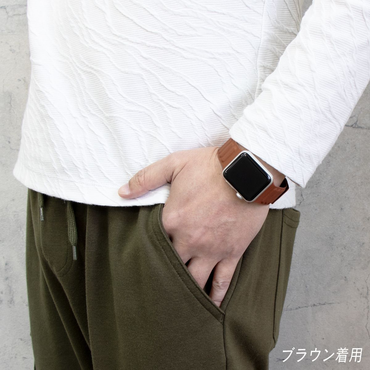 Apple Watch マグネット式 PUレザー バンド ホワイト - レザーベルト