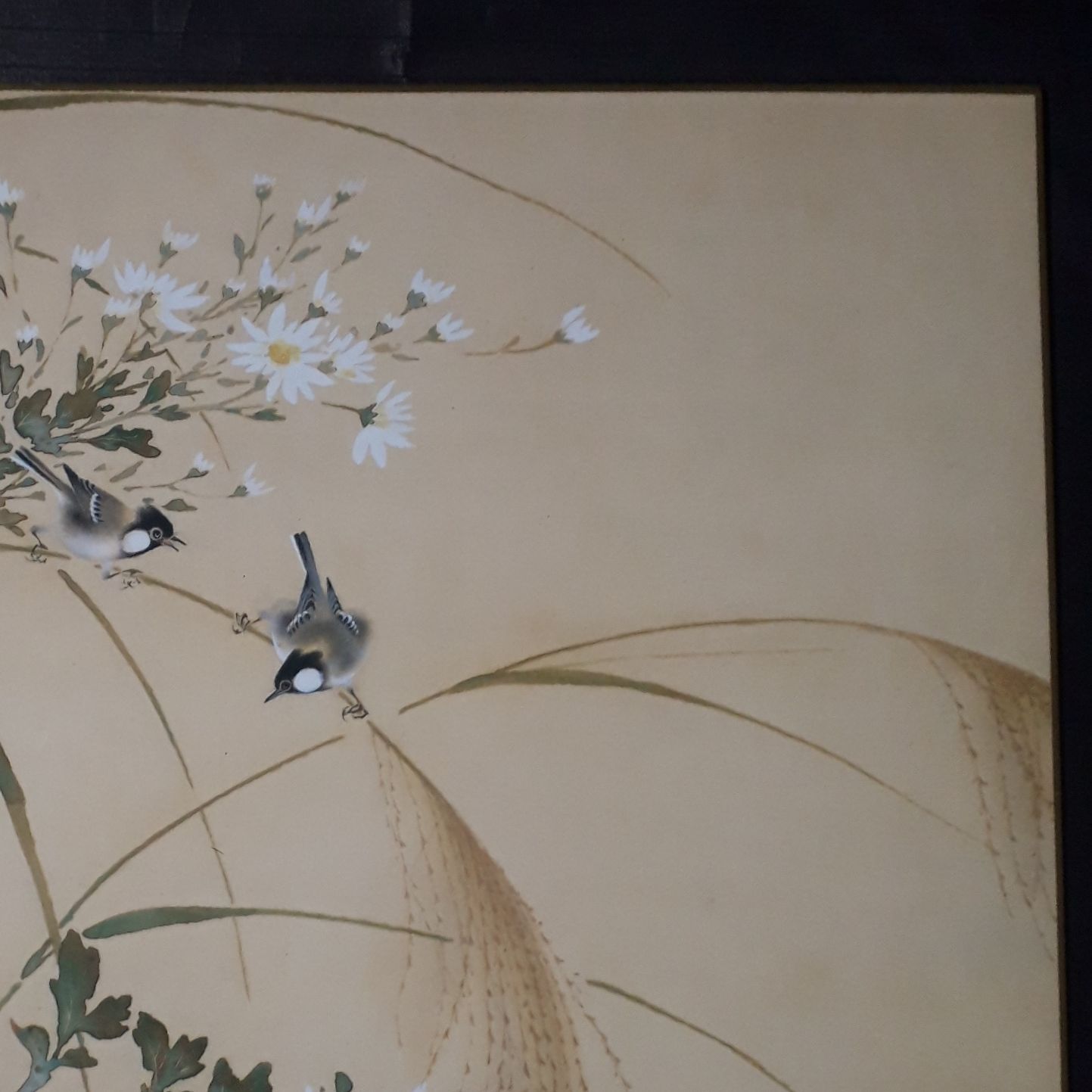 色紙アート 榊原紫峰 菊花 日本画 自然礼賛画 小鳥画 色紙絵