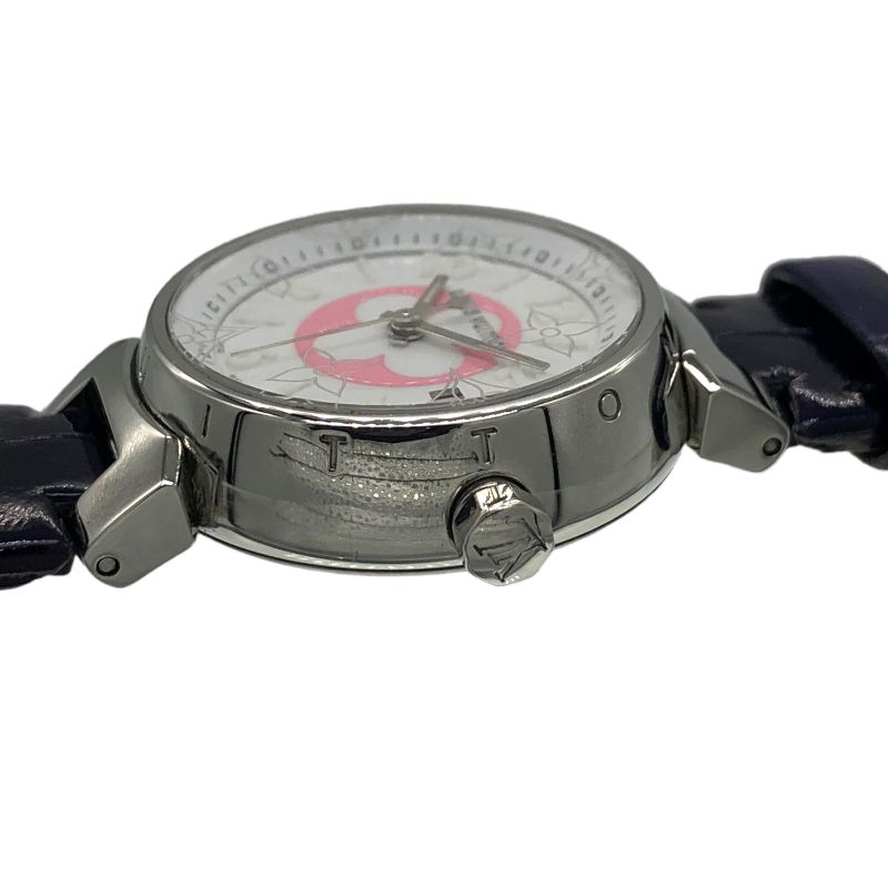 ルイ・ヴィトン LOUIS VUITTON タンブール アズール QA007 シルバー×ホワイト SS/アリゲーターレザーベルト レディース 腕時計  - メルカリ