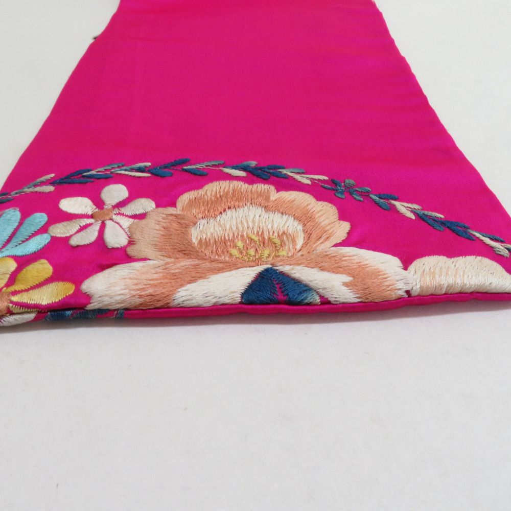 半幅帯 アンティーク 絹 日本刺繍 希少 花柄 ピンクｘベージュｘ青 仕立て上がり 長さ348cm 【キモノオフ野々市若松店】 半幅帯 アンティーク 絹 日本刺繍 希少 花柄 ピンクxベージュx青