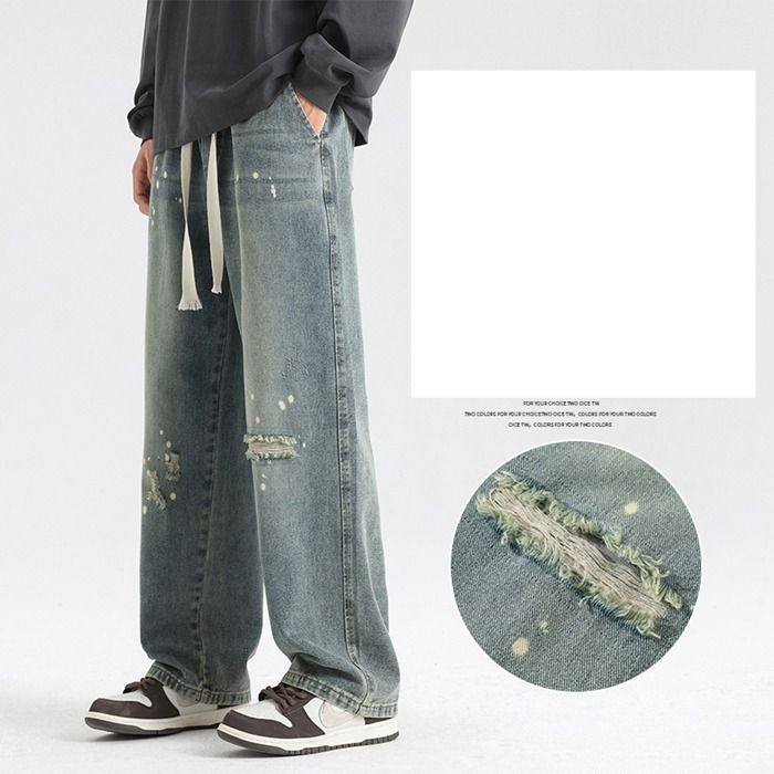 メンズ デニムパンツ ワイドジーンズ アメカジ R01596 ワイドデニムパンツ | ファッション通販サイト NUGU