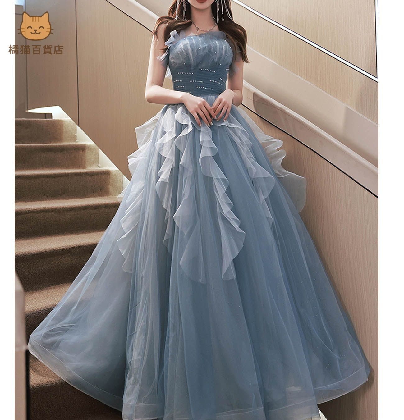 カラードレス 演奏会 安い ロングドレス コンサート パーティードレス 発表会 ウェディングカラードレス 二次会 プリンセス 結婚式 ステージ衣装 大きいサイズ