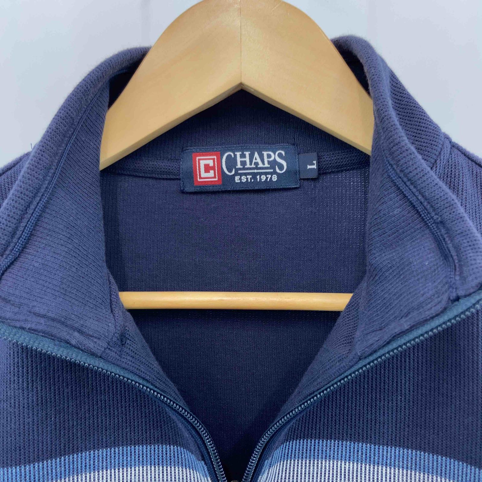 CHAPS チャップス ネイビー系 ワンポイントロゴ ハーフジップ メンズ スウェット