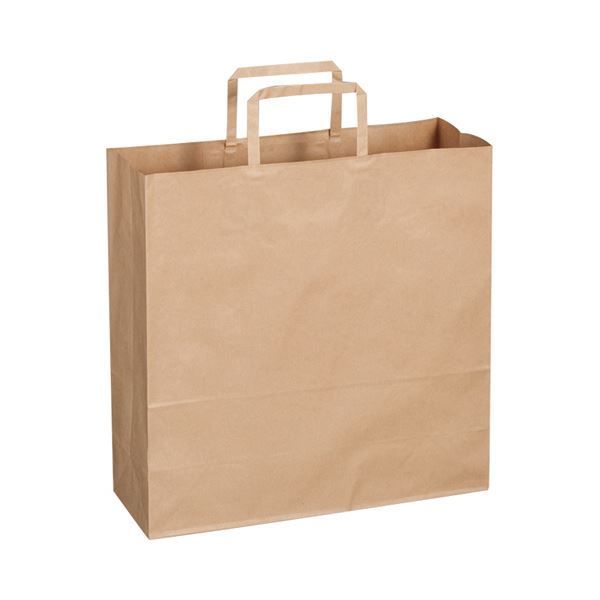 TANOSEE 紙手提袋 平紐 中ヨコ320×タテ320×マチ幅115mm 茶無地 1セット 300枚 50枚×6パック