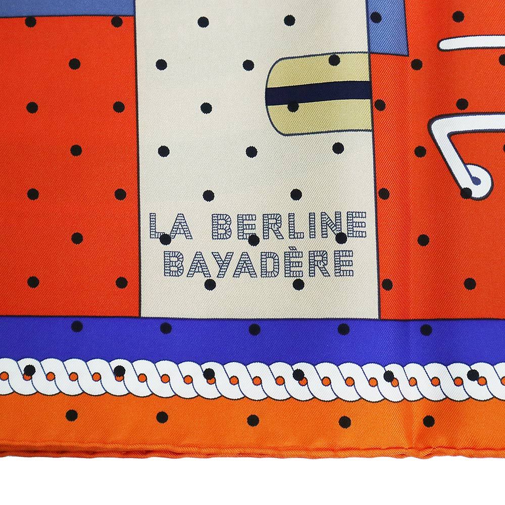 エルメス カレ 90 LA BERLINE BAYADERE ベルリンヌ馬車 バヤデール スカーフ シルク100％ オレンジ ベージュ ブルー 箱付  HERMES（新品・未使用品）