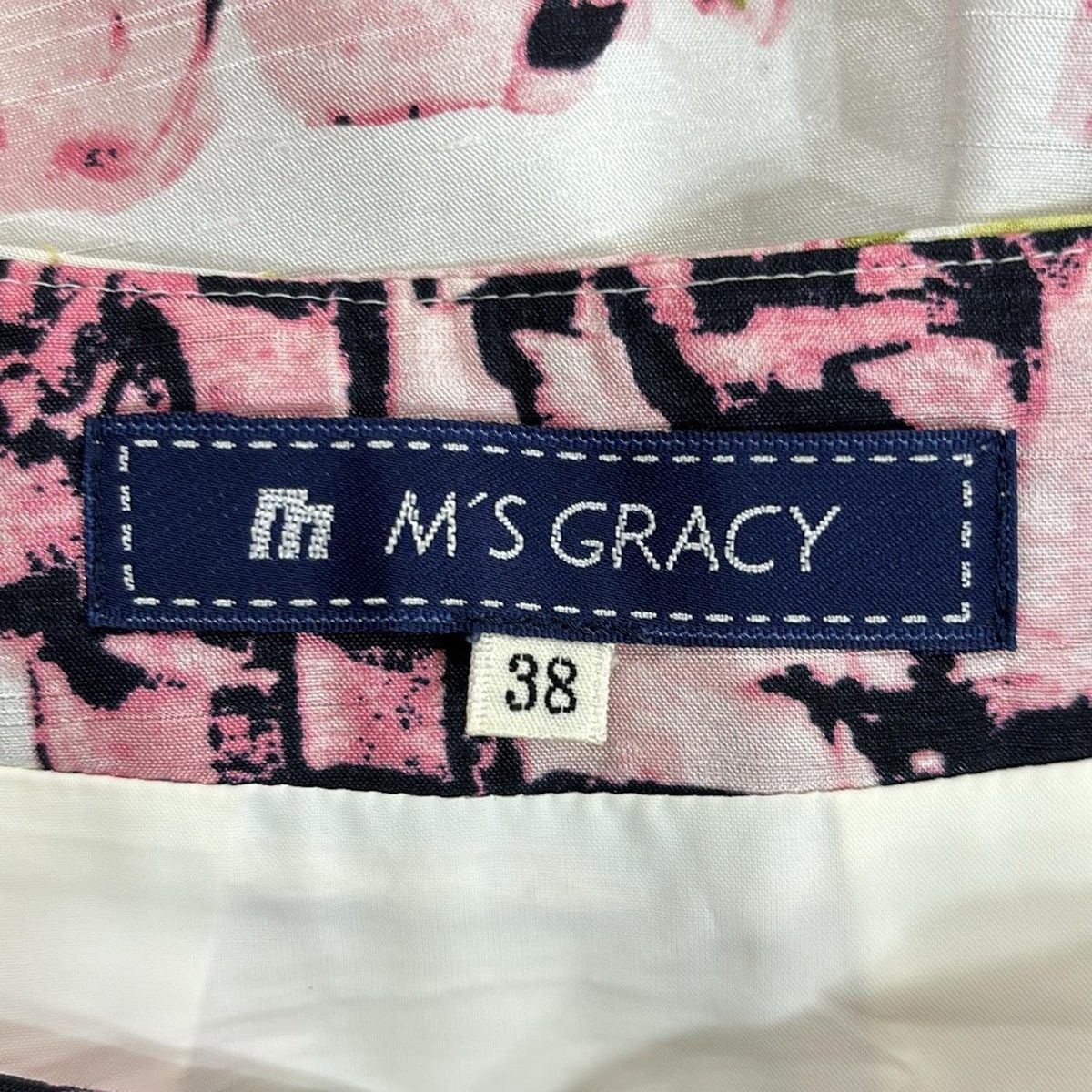 エムズグレイシー M'S GRACY スカート サイズ38 M ライトグリーン×白