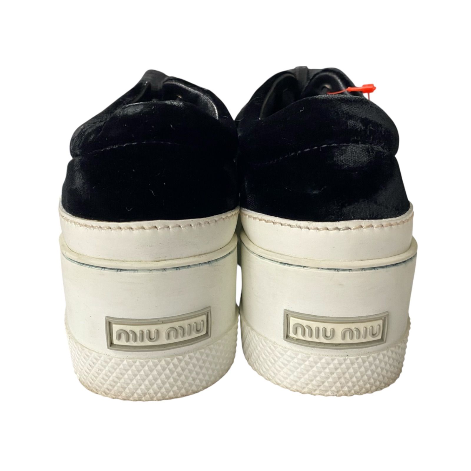 ミュウミュウ MIUMIU スニーカー ビジュー スエード 厚底