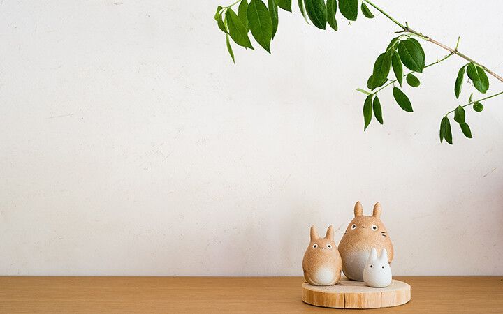 【レア】となりのトトロ 陶器 インテリア 置物 　スタジオジブリ 信楽焼】スタジオジブリ となりのトトロ 3体セット 陶器 置物