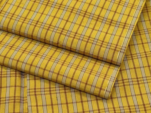 平和屋着物 上 本場黄八丈 平織 紬 格子柄 CZAA3582s5