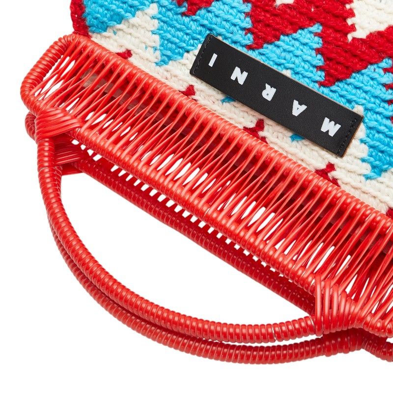 MARNI フラワーマーケット ニット ボート ハンドバッグ　美品 温かみ*Marni*ボブルニット MARNIMARKETバケットバッグ *高級感