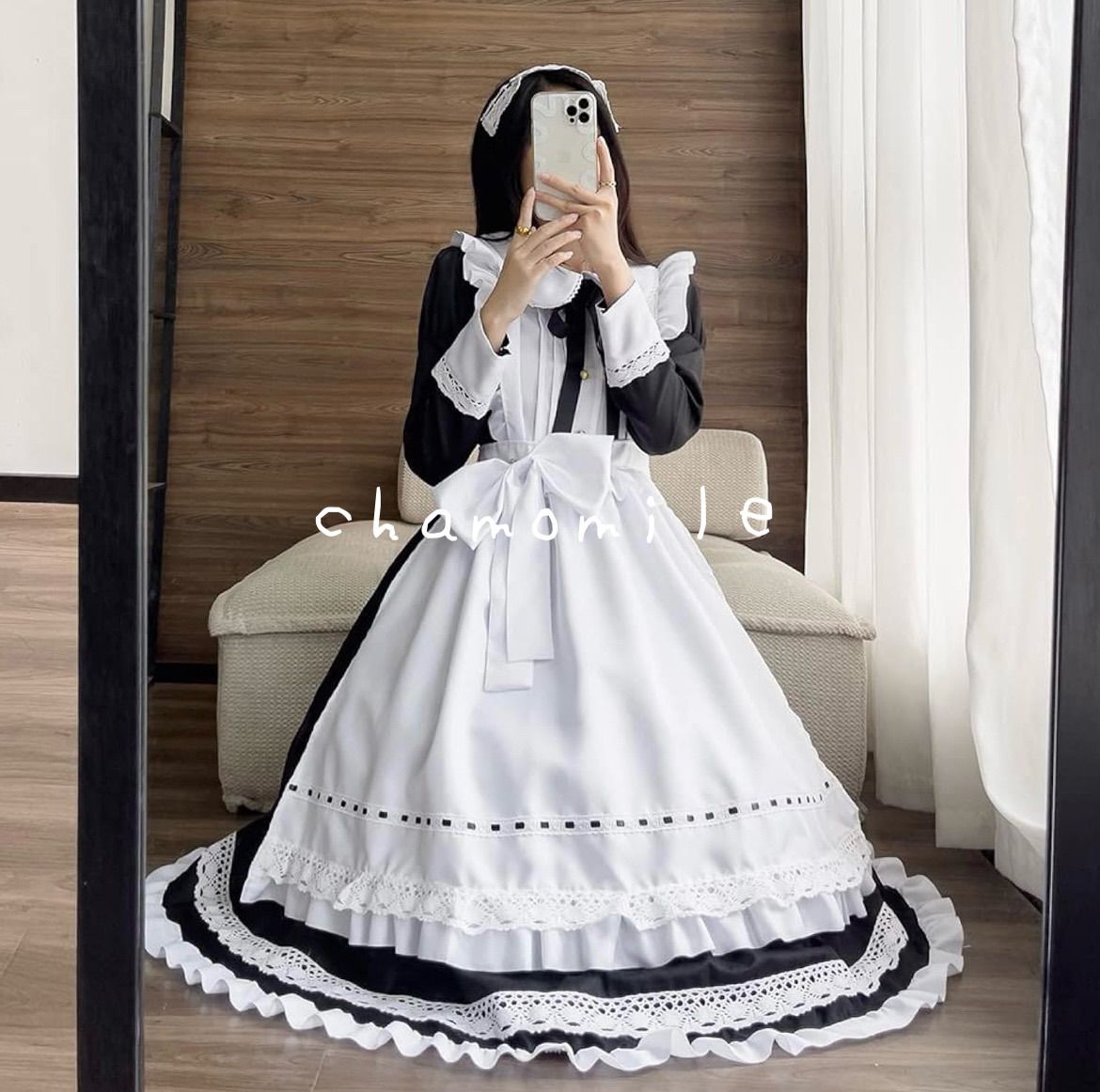 M12】メイド服 長袖 ロング Lサイズ クラシック コスプレ コン