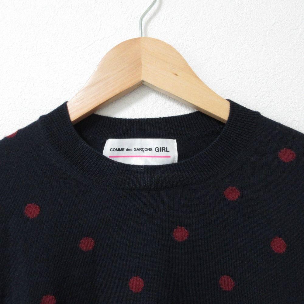 良品 COMME des GARCONS GIRL コムデギャルソンガール ドットジャガード 長袖 ニット プルオーバー セーター NR-N011 XS ネイビー レディース 古着 中古 COMME des GARCONS GIRL - 良品 COMME des GARCONS GIRL