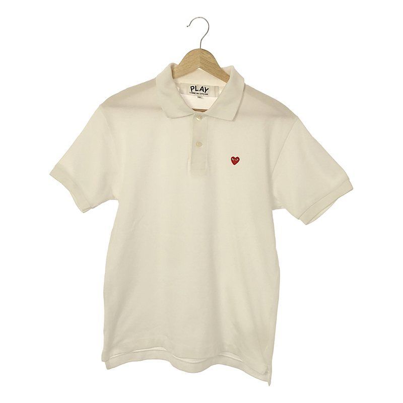 PLAY COMME des GARCONS / プレイコムデギャルソン | ミニ ハートワッペン 鹿の子 ポロシャツ | M | ホワイト | メンズ