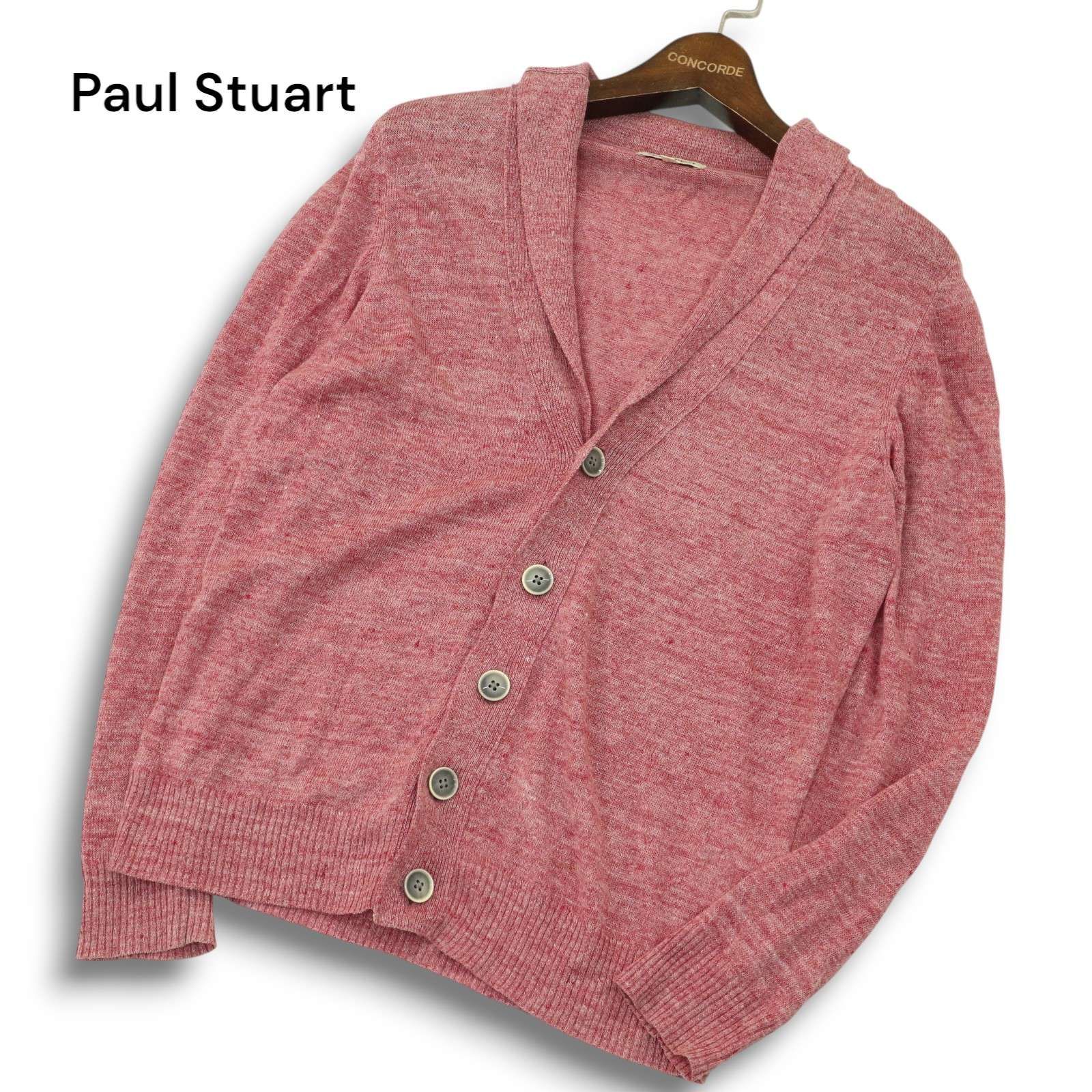 【美品】Paul Stuart ポールスチュアート　ニット　カーディガン　M Paul Stuart ポール・スチュアート 春夏 麻100% リネン