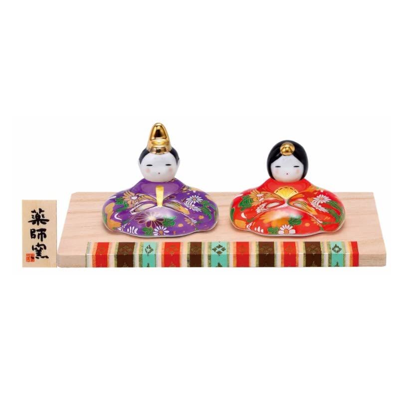 薬師窯 桃の節句 ひな人形 彩絵 玻璃 座雛(華友禅) [玻璃 座雛(華友禅)] [