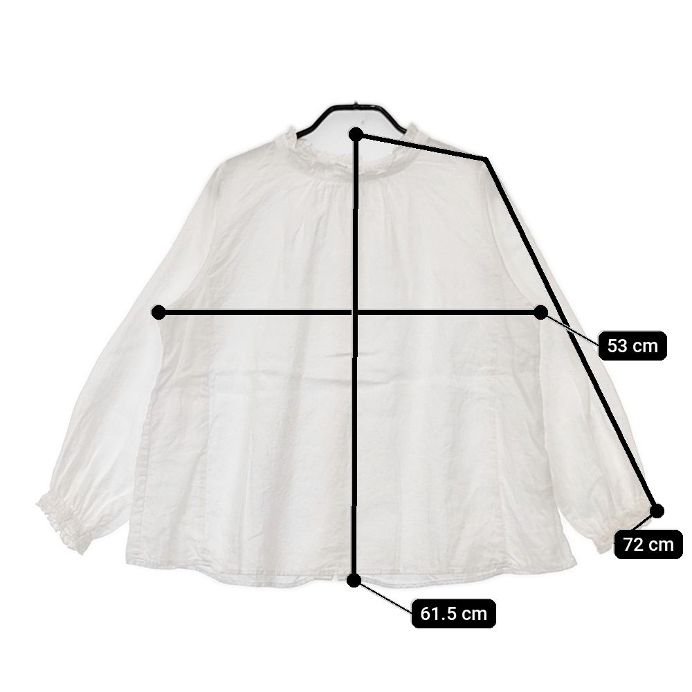 nest Robe リネンスタンドフリルブラウス 長袖 バックボタン