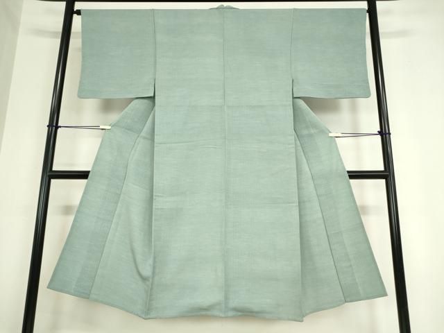 平和屋着物▽男性 色無地 単衣 お召縮緬 水浅葱色 正絹 DAAV5907az