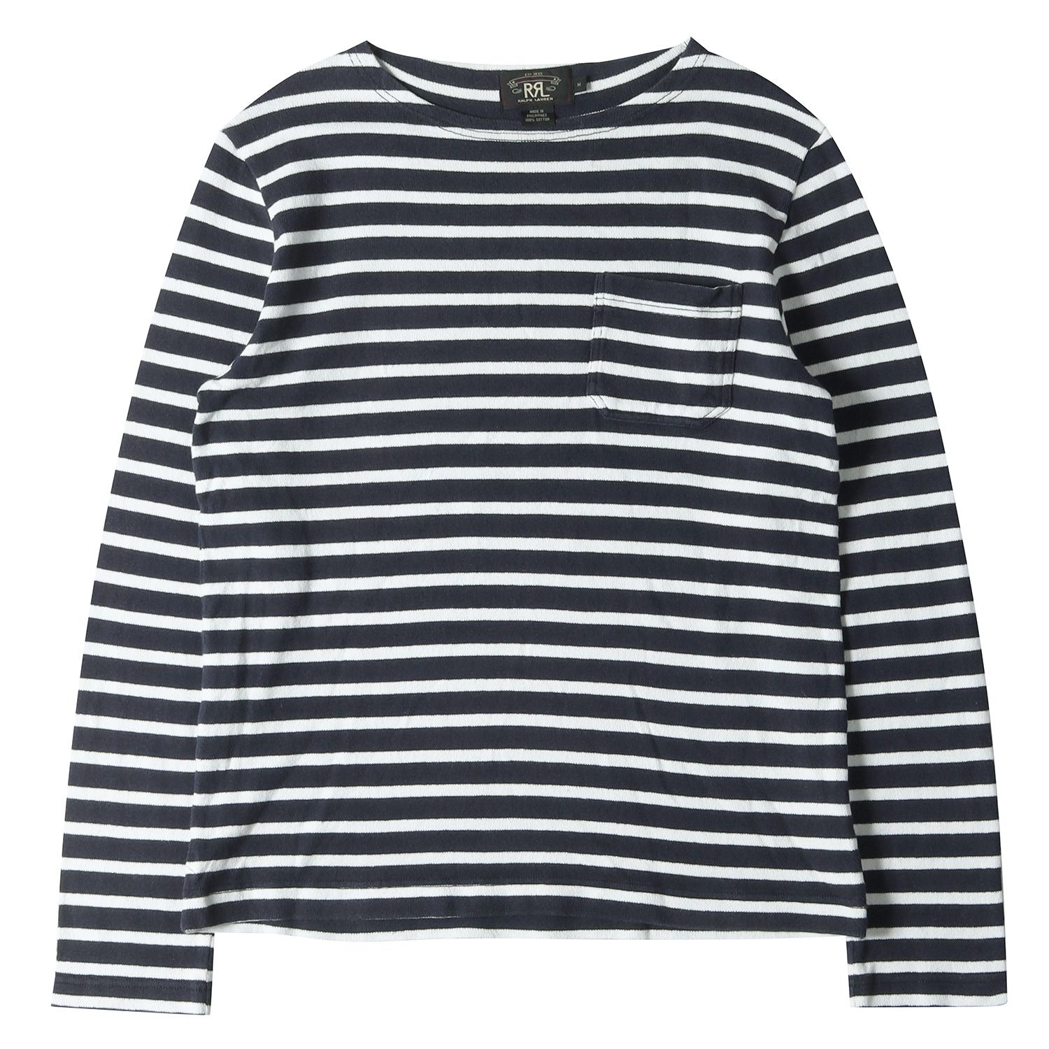 【新品未使用】RRL ダブルアールエル ボーダー Tシャツ S RRL ダブルアールエル インディゴボーダーヘンリーネックTシャツ RRL