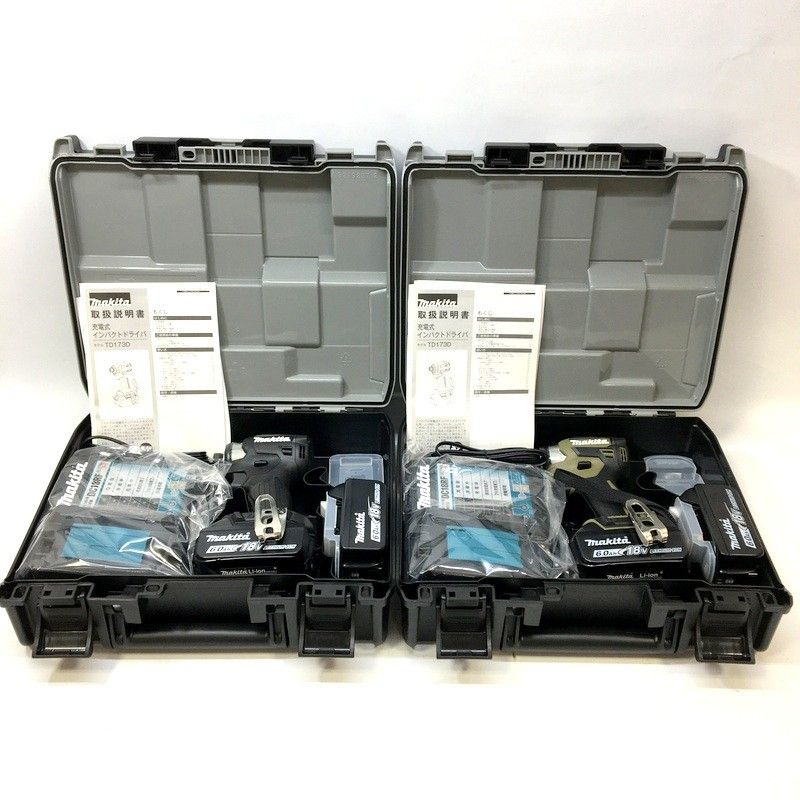 makita マキタ 充電式インパクトドライバ TD173DRGXB TD173DRGXO 2台セット 18V フルセット 黒 オリーブ 純正品 △ DW3570