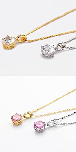 [gulamu jewelry] [グラムジュエリー] ネックレス レディース プレゼント 人気 女性 シンプル 一粒 金属アレルギー シルバー ジルコニア プラチナ ゴールド プラチナ(石:ピンク)