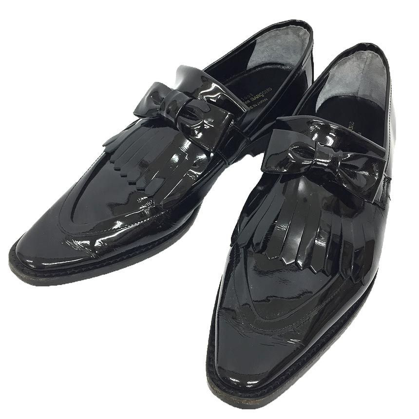 トリコ コムデギャルソン 黒 ブラック エナメル ローファー 24 クロップドパンツ ファッション トリコ コムデギャルソン 黒 ブラック