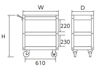KTC ワゴン 3段1引出し SKX 2613