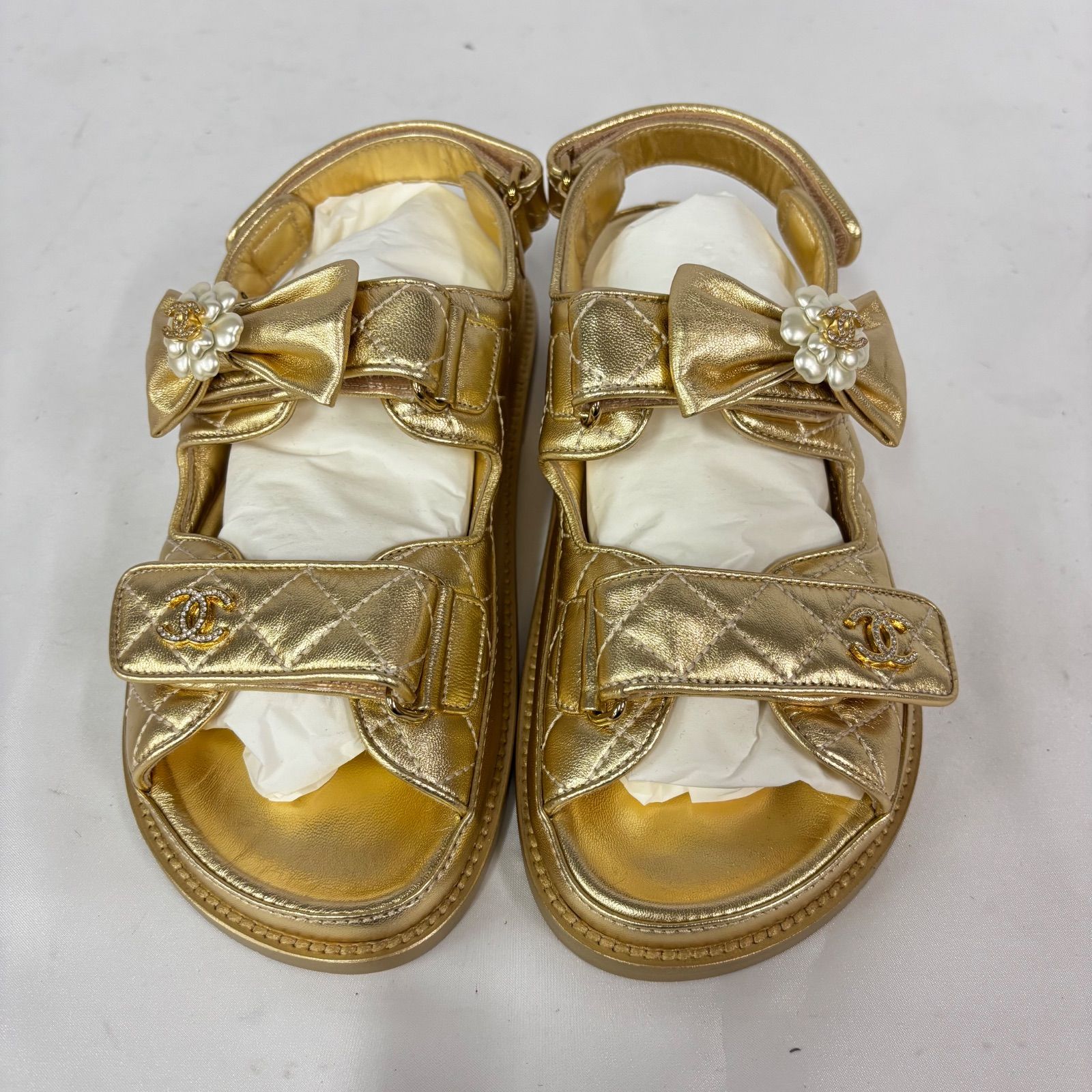 CHANEL シャネル スポーツサンダル ブロンズ ココマーク レディースサンダル サイズ36