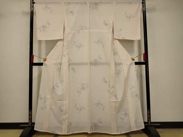 平和屋着物＊夏物 小紋 絽 変わり格子 洗える着物 AAAV1074ph