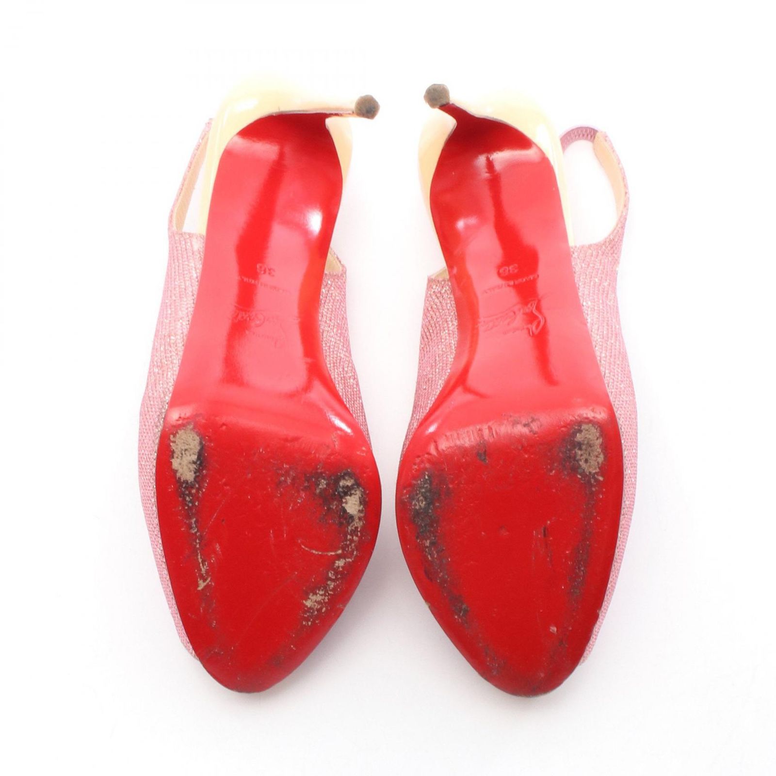 Christian louboutinオープントゥ　ピンヒール　バックストラップ Christian Louboutin オープントゥ バックストラップハイヒール