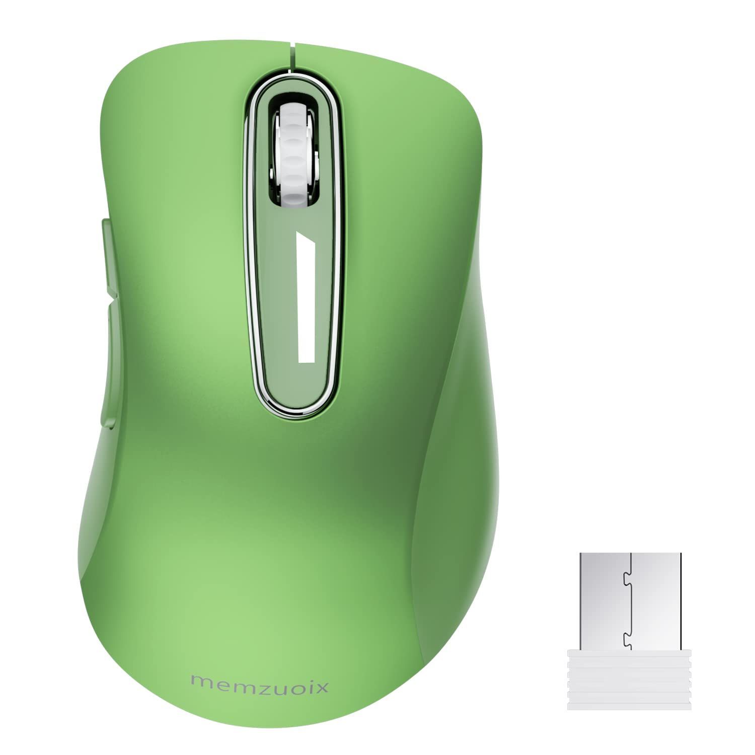 【数量限定】Green DPI人間工学に基づいたコンピューターラップトップ、デスクトップ、Mac、PC、5ボタン用のワイヤレスマウス 2.4Gワイヤレスマウス、USBレシーバー付きポータブルモバイルコ