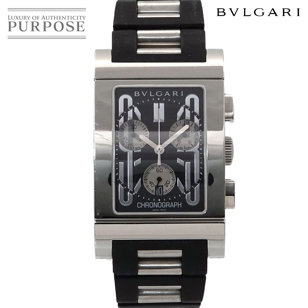 BVLGARI レッタンゴロ クロノグラフ 時計 ブルガリ レッタンゴロ SS スクエア クオーツ クロノグラフ