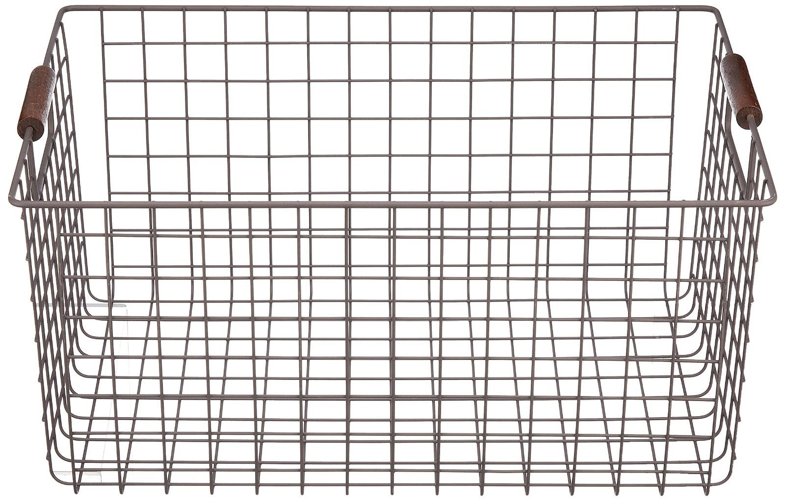 バスケット 在庫処分】バスケット ブラウン パール金属 Lサイズ ワイヤー
