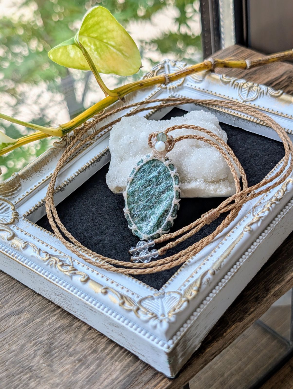 お買い得品 ☆グリーンアベンチュリンDruzy・アベンチュリン☆マクラメ